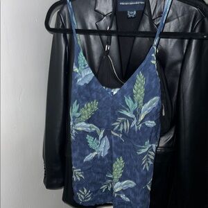 Women’s Navy and Green Hawaiian Leaf Print Camisole